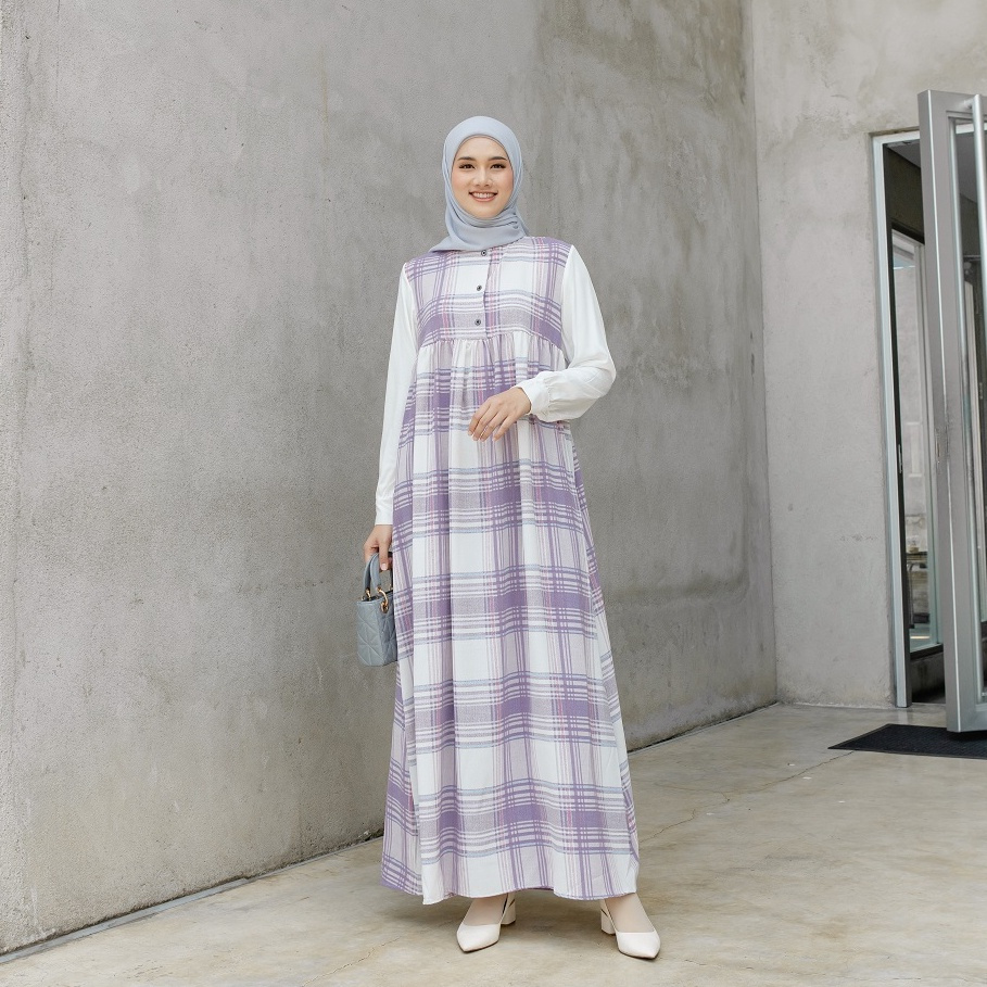 Eirene Gamis Crinkle Combi Rayon Twill Gamis Busui Size S - XL by LK