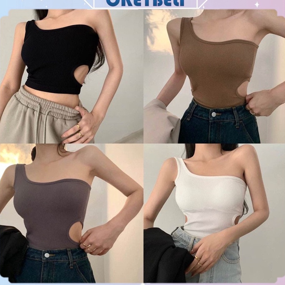Special Quality  OKEY BELI BR627 Bra Tanktop Satu Shoulder Wanita Crop Kamisol Korean