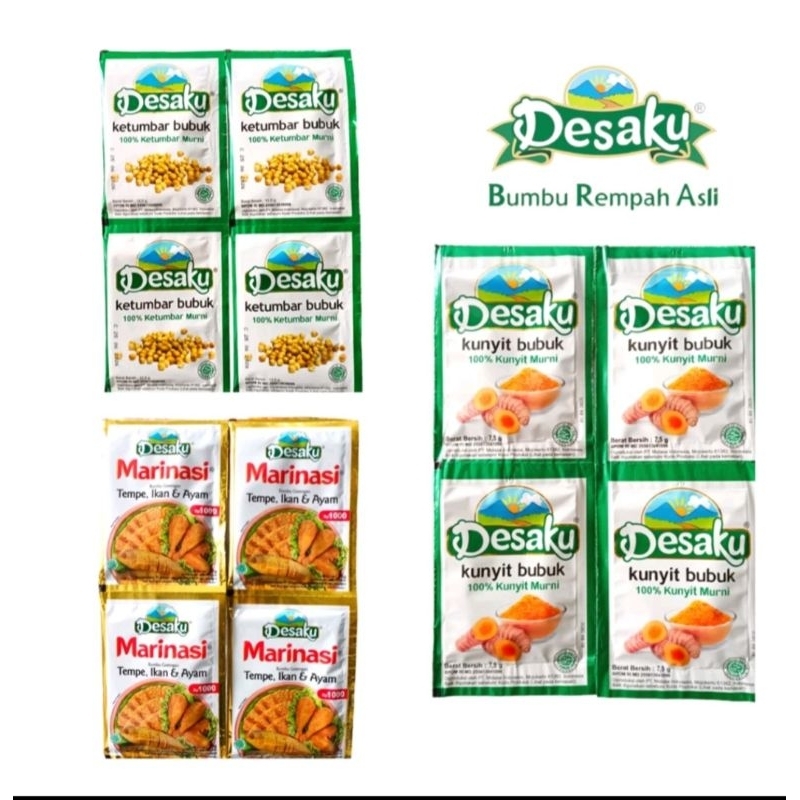

DESAKU BUMBU REMPAH BUBUK SPICES KETUMBAR KUNYIT MARINASI RENCENG ISI 12 PCS