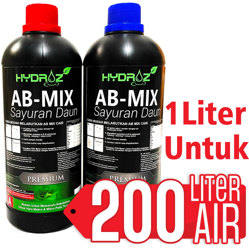 AB Mix Cair sayuran daun PREMIUM Hydroz 1 Liter A &amp; 1 Liter B