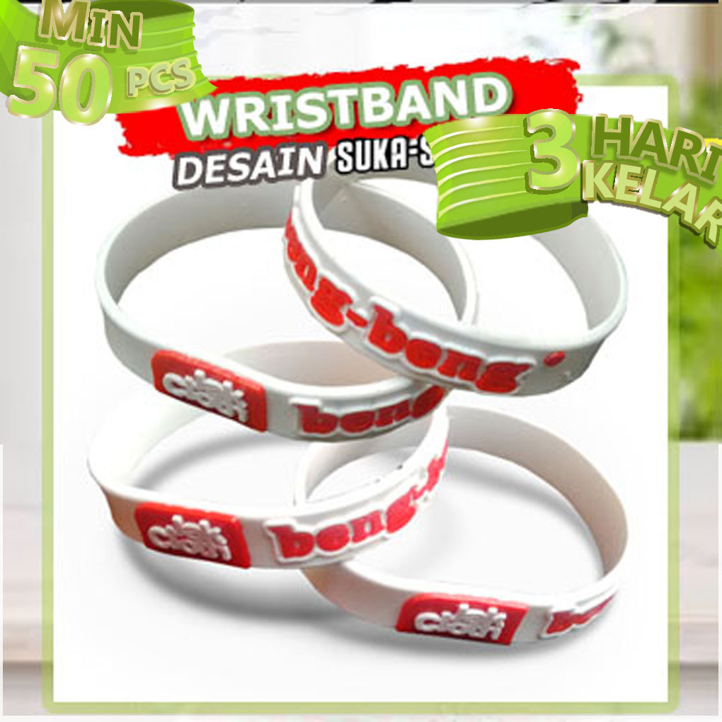 GELANG KARET  CUSTOM DESAIN SENDIRI UNTUK PROMOSI DAN EVENT ACARA BISA JUGA BAHAN SILICON