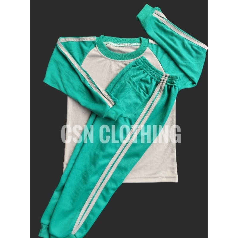 seragam olahraga tk & paud warna abu muda tosca | kaos olahraga tk paud | stelan olahraga