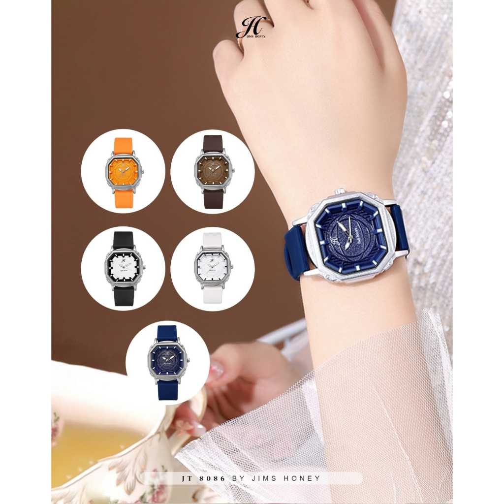 H 8086 jims honey jam tangan wanita rubber unisex freebox original readystock