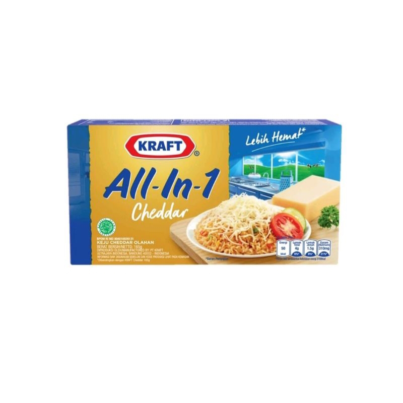 

Keju Kraft Cheddar All In 1 150g / Kraft Cheddar Cheese / Keju Kraft All In 1/ Keju Kraft Midi / Keju untuk kue dan burger / Keju Kraft Murah / Keju Parut / Keju Cheddar Olahan / Keju Serbaguna