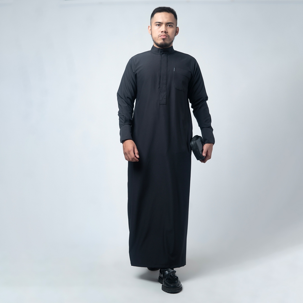KHOIRUMMAH Jubah Sultan | Jubah Polos Sultan | Gamis Pria Dewasa Lengan Panjang | Black