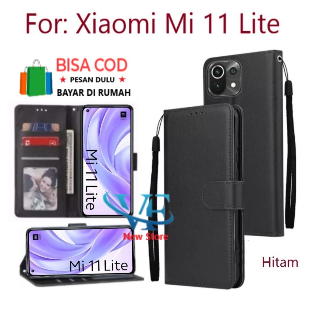 FLIP CASE PREMIUM UNTUK  XIAOMI MI 11 LITE - FLIP DOMPET CASING HP, FLIP WALLET LEATHER COVER,