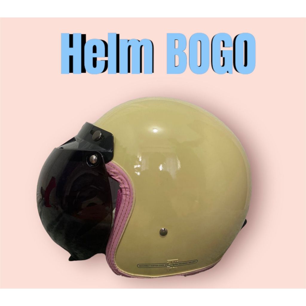 Helm Bogo Wanita Pira dewasa / helm bogo garis glassic pria wanita SNI - HITAM GLOSSY, TANPA KACA
