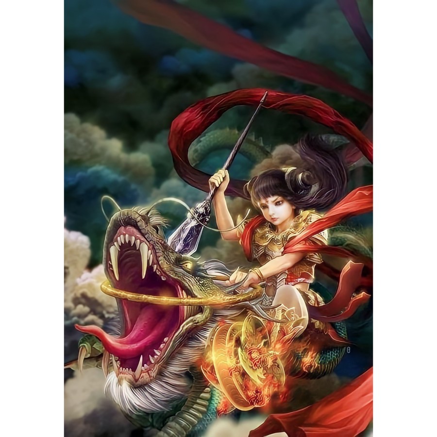 Repro Digital Gambar Lukisan Ne zha china naga dragon legenda warrior