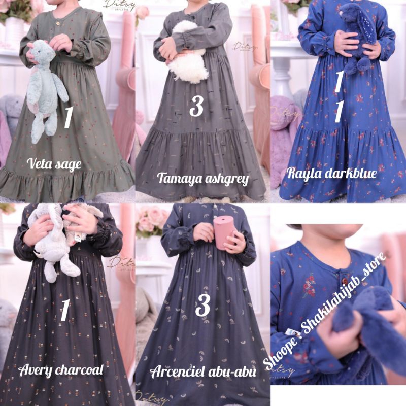 LITTLE DITSY JANUARI 2024/TAMAYA ASHGREY/ARCENCIEL ABUVETA SAGE/RAYLA DARKBLUE/AVERY CHARCOAL/TUMBLE