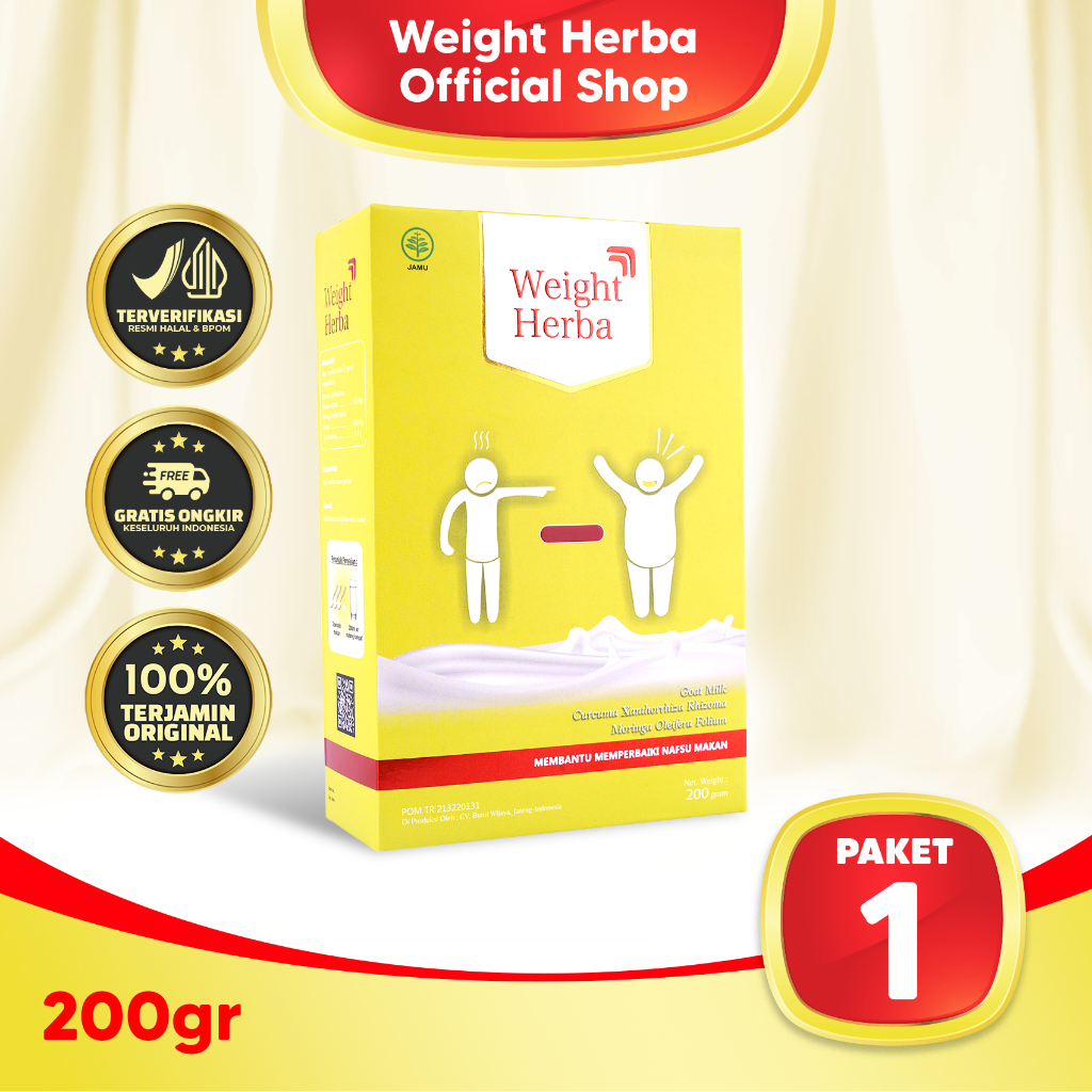 

Weight Herba 1 Box - Susu Herbal Penambah Nafsu Makan & Penggemuk Berat Badan | 200gr