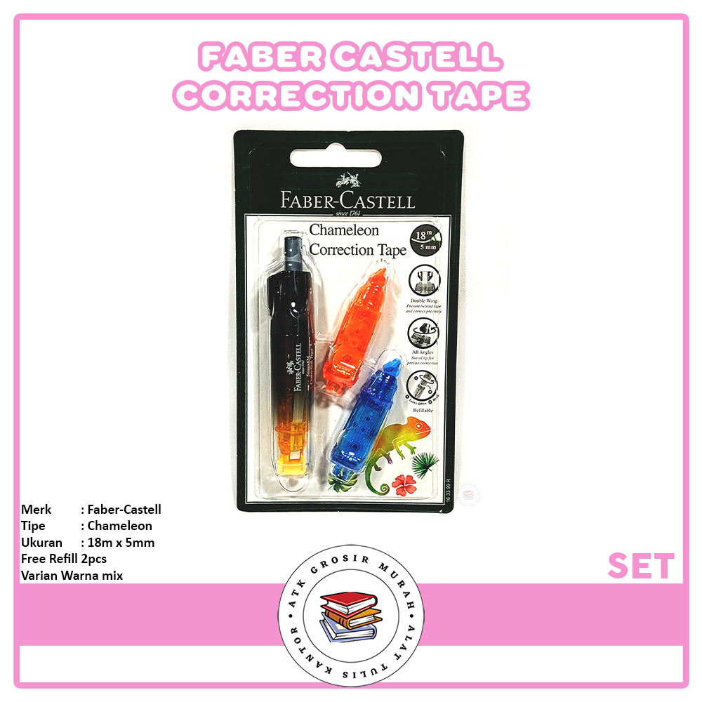 

FABER CASTELL - Tipe X Kertas-Correction Tape Chameleon Mix Warna - Set