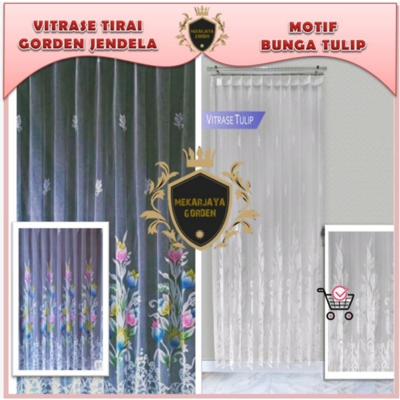 Gorden vitrase gordeng vitrace polos dalaman hordeng jendela motif bunga tulip