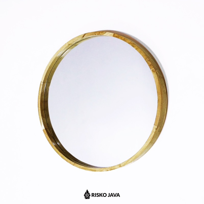 Cermin Bulat Kayu Jati / Cermin Minimalis Kayu / Cermin Dinding | SHIMA