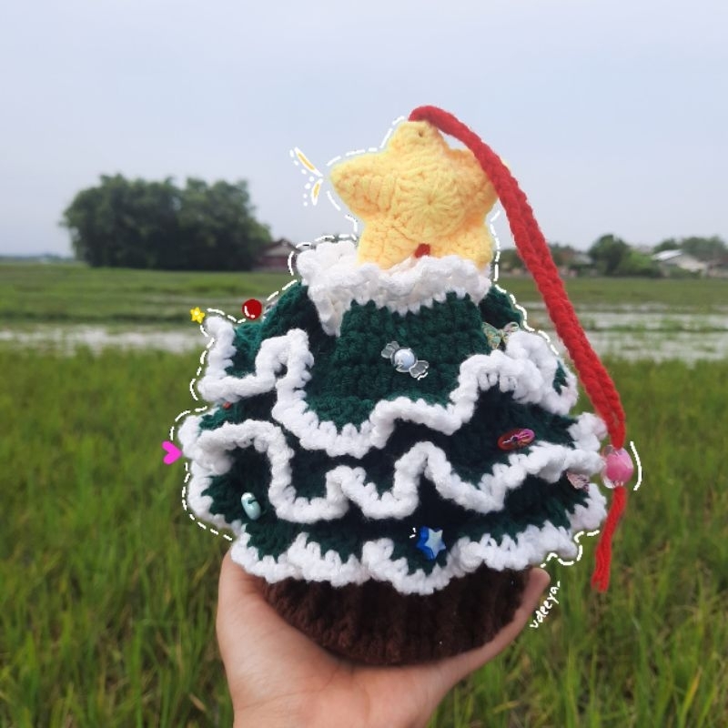 [READY] Crochet tas rajut tas selempang rajut handmade pohon natal|Pouch makeup|Tas rajut korea impo