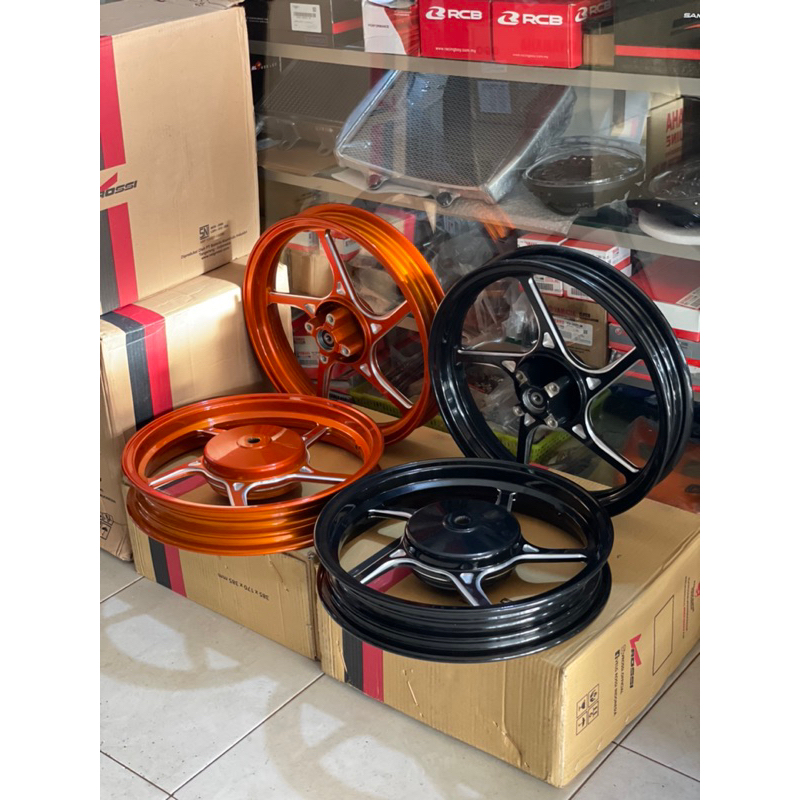 VRossi Velg Racing COPY ENKEI SPRINT PRIME Yamaha Mio (Ukuran 14x185/215) | Orange Chrome, Black Chr