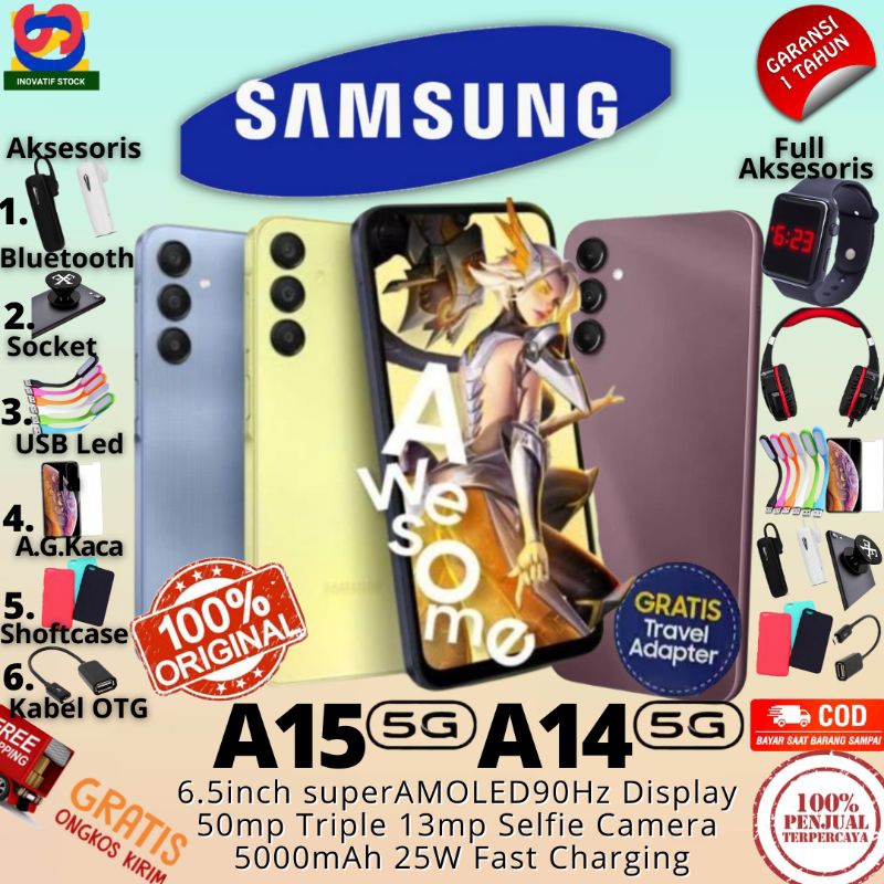 HP BARU SAMSUNG GALAXY A15 5G | A14 5G 6/128GB - 8/256GB FREE ADAPTOR GARANSI RESMI 100% ORIGINAL