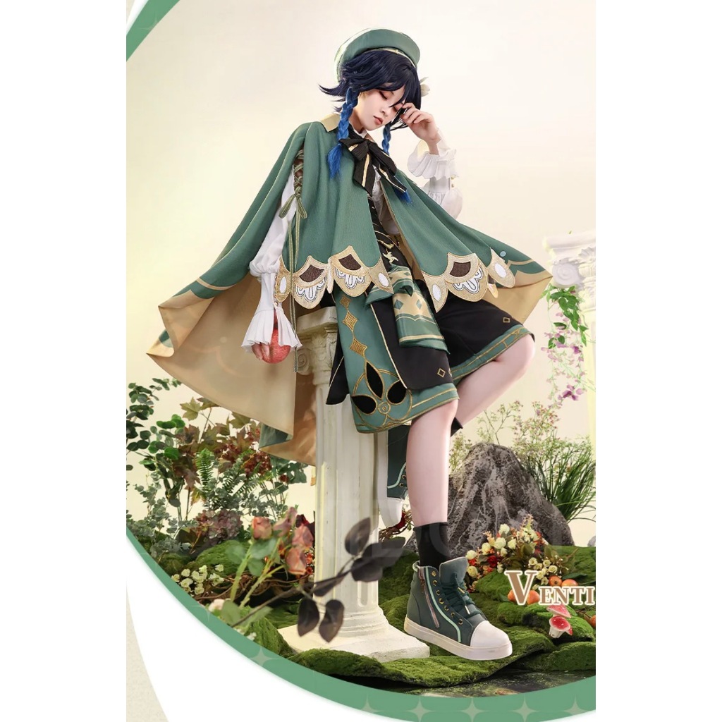 Venti Doujin Cosplay Costume Game Genshin Impact Cosplay Venti Barbatos Cosplay Wig Genshin Impact C
