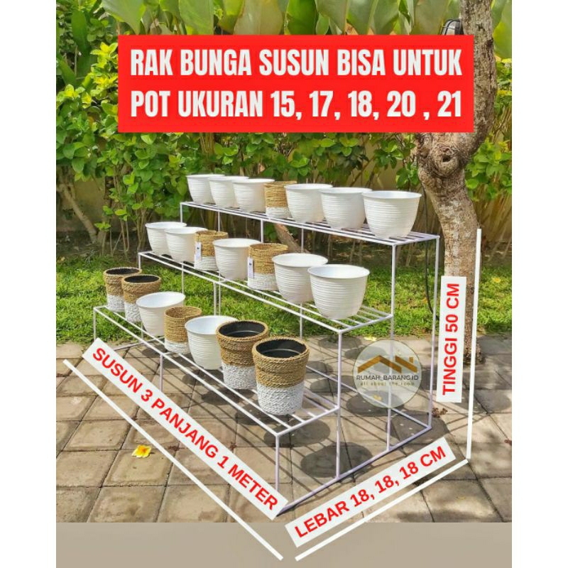 RAK BUNGA SUSUN TINGKAT 3 / RAK POT BUNGA / STANDING POT SUSUN / RAK BUNGA
