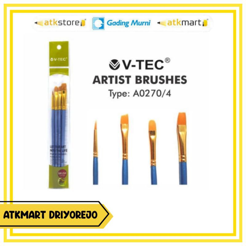 

V-TEC KUAS LUKIS SET TYPE A0270/4 ISI 4 PCS - ARTIST BRUSH SET