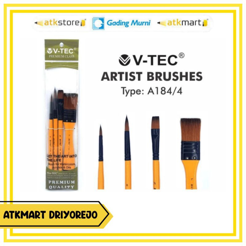 

V-TEC KUAS LUKIS SET TYPE A184/4 ISI 4 PCS - ARTIST BRUSH SET