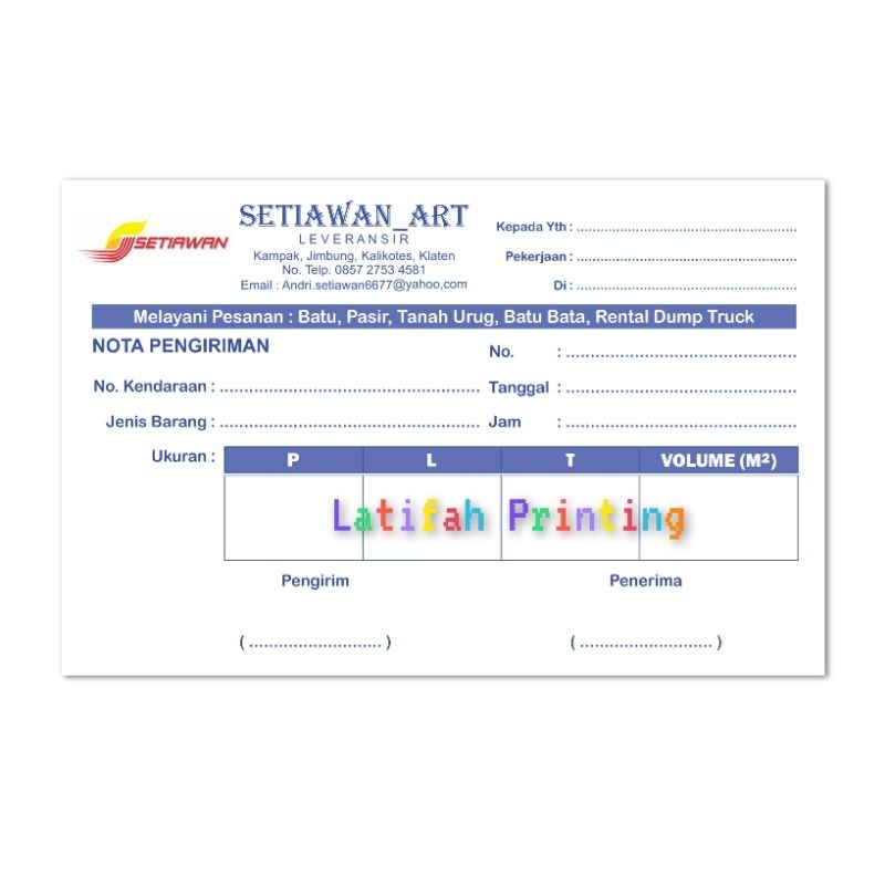 

NOTA MATERIAL/Nota Material/Nota Pasir/Nota Urug/NOTA CUSTOM