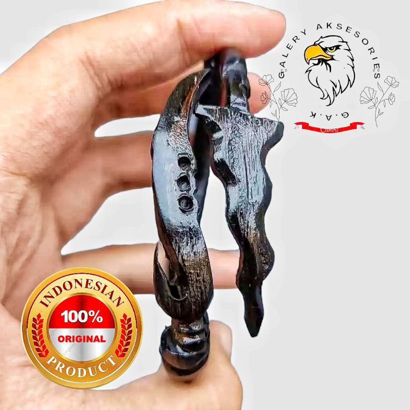 gelang akar Bahar hitam asli ukir kujang keris 100% original