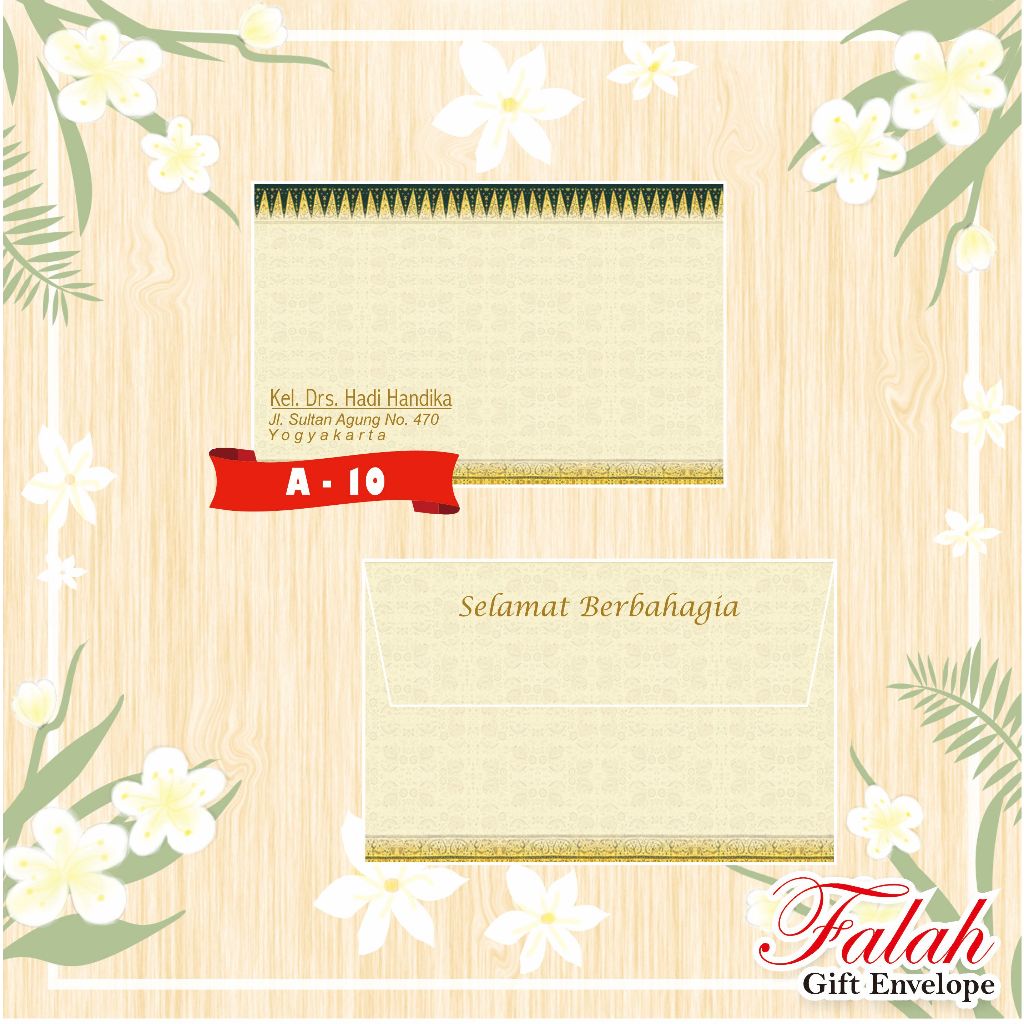 

Amplop Kondangan sudah isi nama per box isi 50 lembar motif Falah A 10