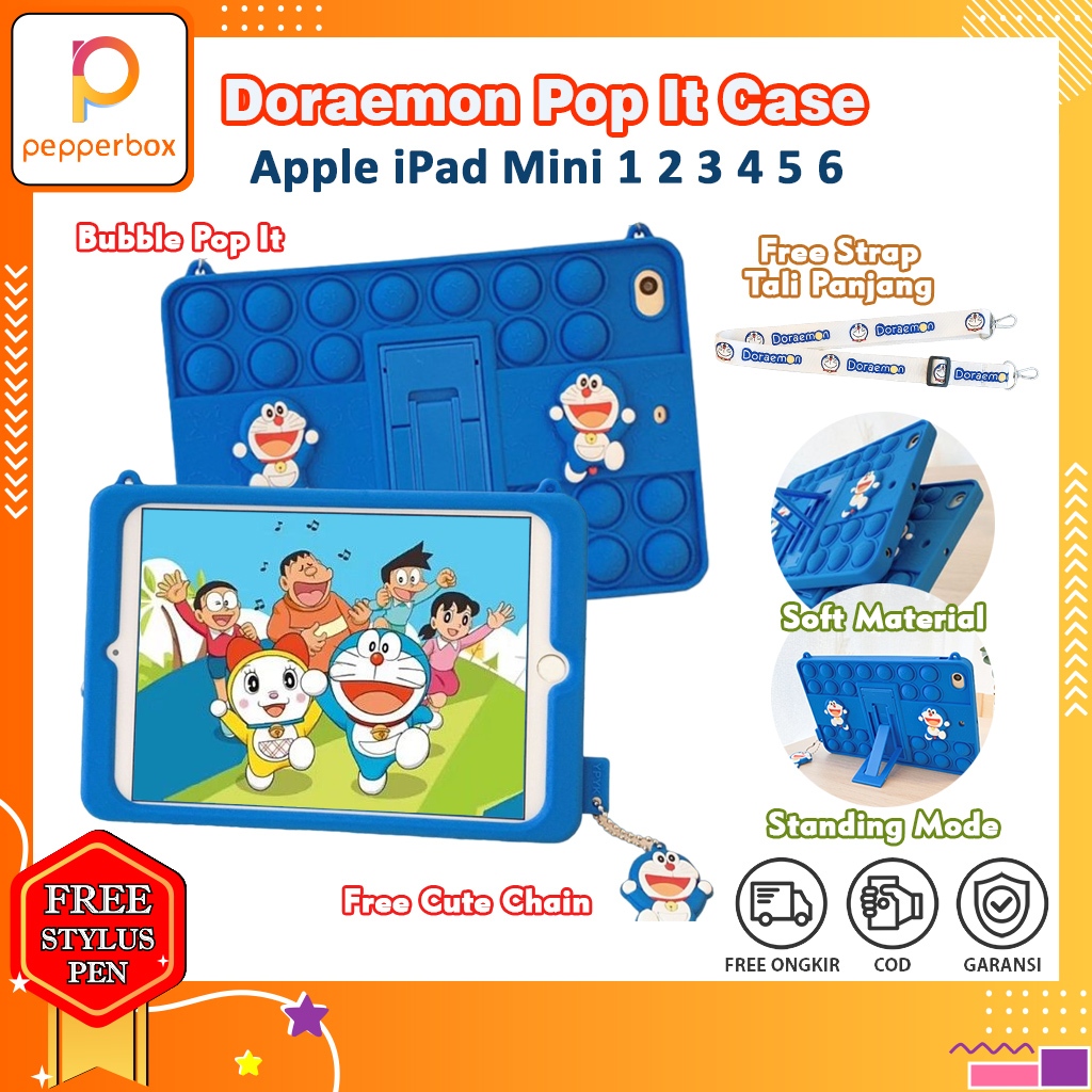 Apple iPad Mini 1 2 3 7.9 Inch Soft Case Pop It Doraemon Bubble Casing Skin Tablet Cute Kids Childre