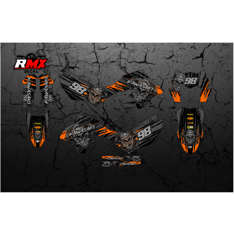 DECAL KLX 150 SM 2023 FULLBODY (002) DEKAL STIKER KLX S SE NEW 2024 2025 HITAM OREN, MERAH, KUNING, 