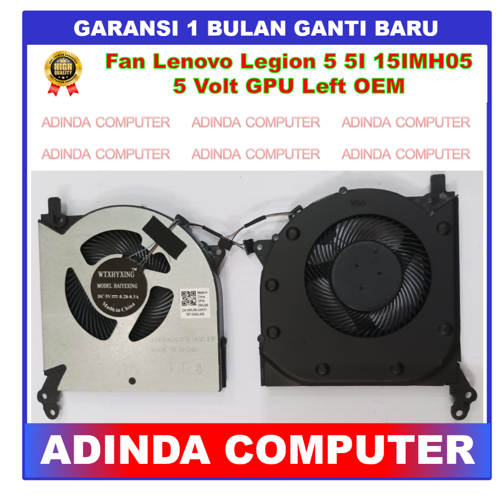 Fan Lenovo Legion 5 5I 15IMH05 5-15ARH05 R7000 Y7000 (2020) 5 Volt GPU OEM