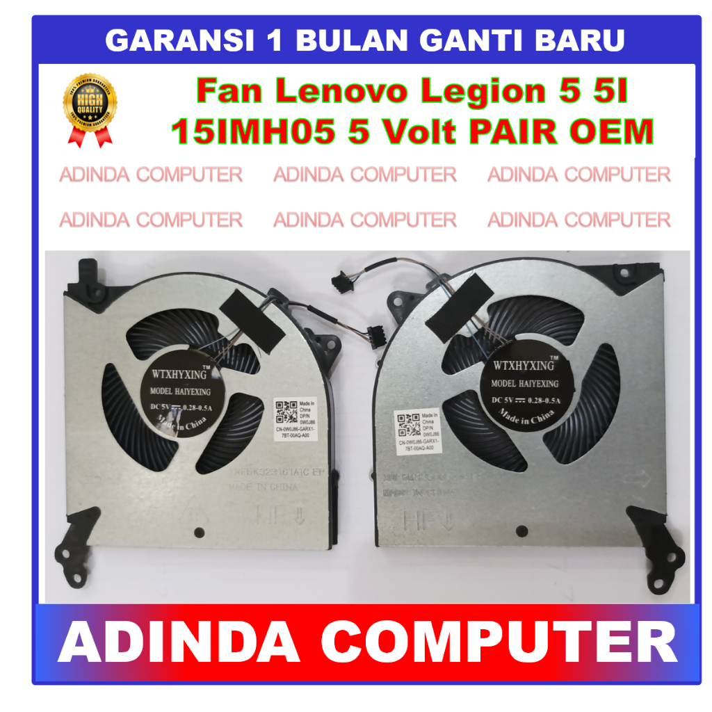 Fan Lenovo Legion 5 5I 15IMH05 15ARH05 R7000 Y7000 (2020) 5 Volt Sepasang OEM