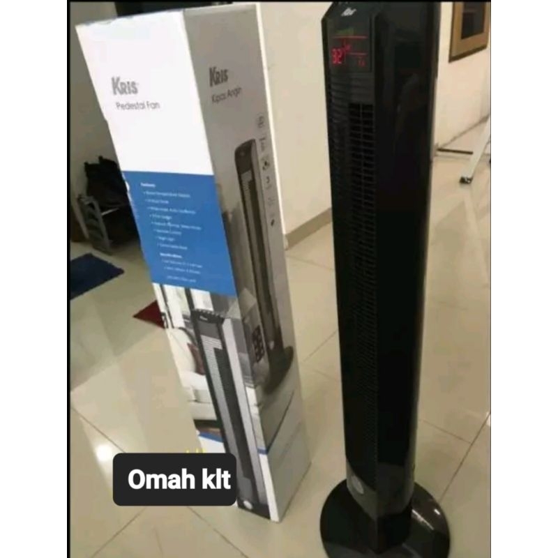 kipas angin lantai tower berdiri 45watt dengan remote by krisbow hitam pedestal fan