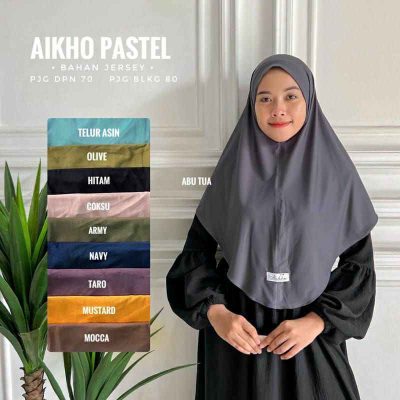 Hijab Bergo Aikho Pastel Siria Tanpa Pad Tanpa Tali Bahan Jersey