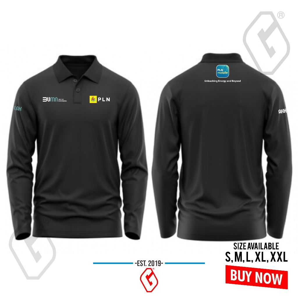 polo shirt pln mobile bumn panjang / baju kerah pln mobile akhlak bumn longsleeve