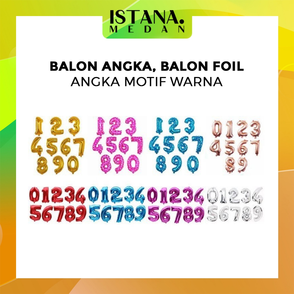 BALON ANGKA, BALON FOIL ANGKA MOTIF WARNA