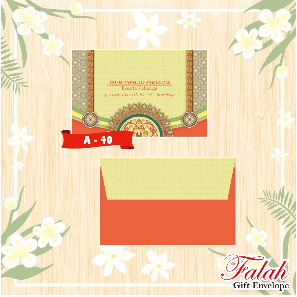

Amplop Kondangan sudah isi nama per box isi 50 lembar motif Falah A 40