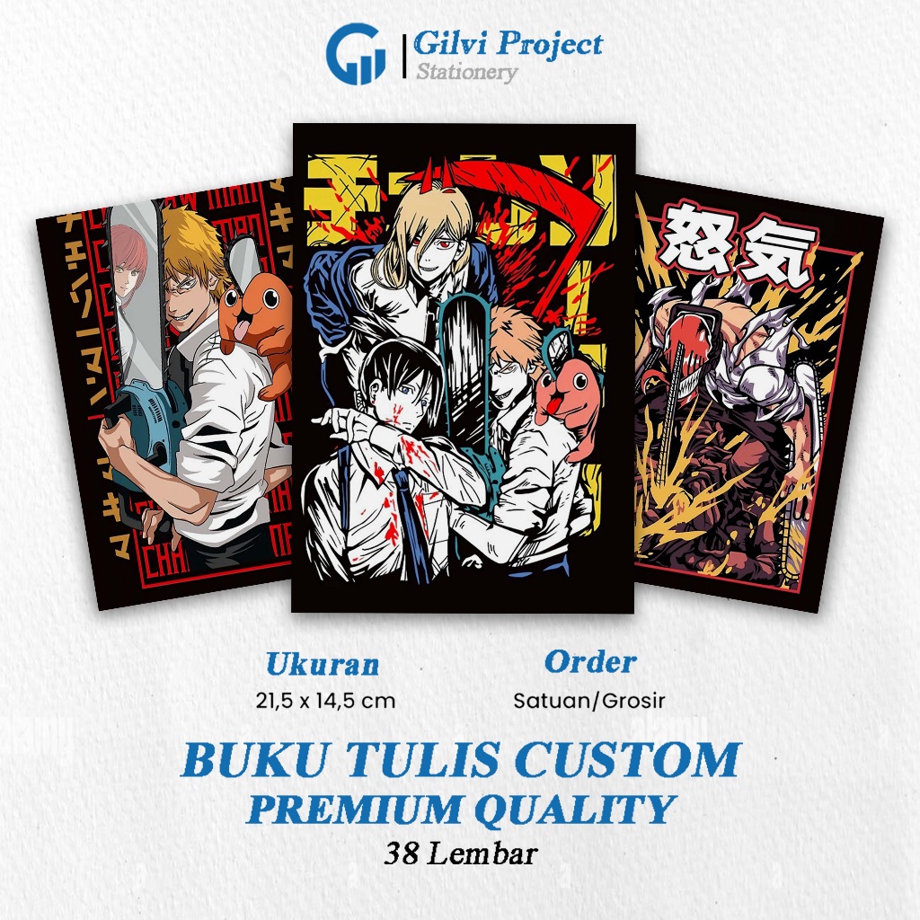 

Buku Tulis Chainsaw Man / Buku Tulis Sekolah / Buku Tulis Catatan Notes Agenda Planner Jurnal Notebook Anime