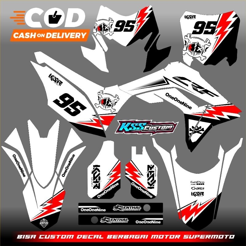 DECAL CRF150L FULL BODY MERAH PUTIH - DECAL CRF 150 L SIMPEL - DECAL CRF 150 L FAST HOUSE DECAL