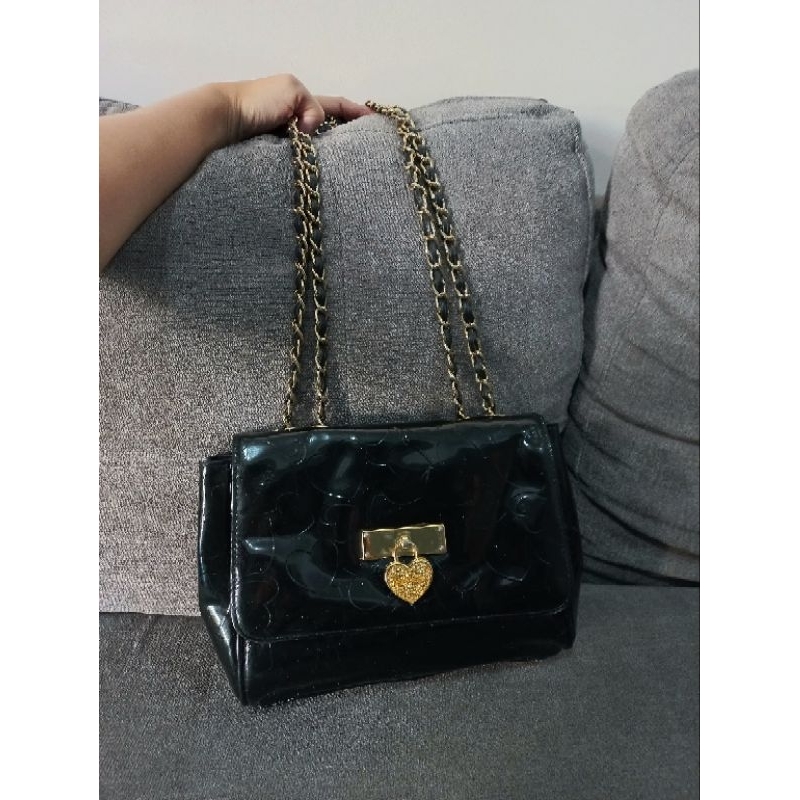 preloved tas lovcat love cat hitam rantai