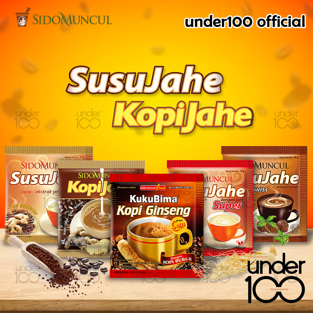 

❤ Under100 ❤ Sidomuncul Kopi Jahe | Kopi Ginseng | Susu Jahe | Jahe Super | Coklat Swiss 1 Renceng isi 10 Sachet Sido Muncul