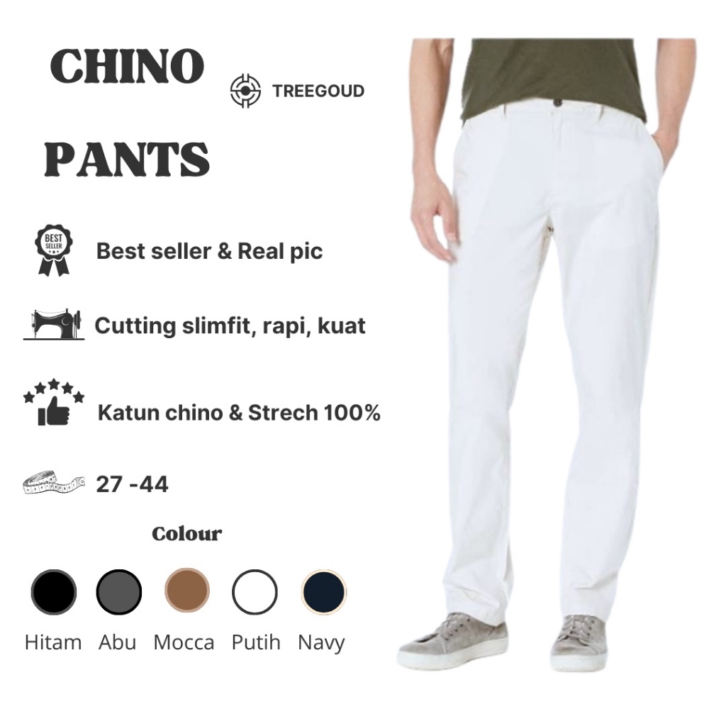 TREEGOUD CELANA CHINOS PANJANG PRIA CELANA PUTIH PRIA PANJANG CELANA CHINO PUTIH PANJANG PRIA CELANA CHINO PUTIH PRIA CELANA PANJANG PRIA CHINO JUMBO BB 100 KG CELANA HITAM PRIA CHINO PANJANG CELANA SUPER JUMBO CELANA CHINO SUPER JUMBO