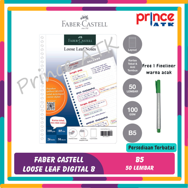 

FABER-CASTELL LOOSE LEAF B5 DIGITAL ISI 50 LBR 26 HOLES