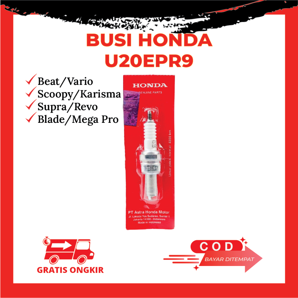 Busi supra x 125 - Busi karisma - Busi beat fi - Busi Motor Denso Honda U20EPR9