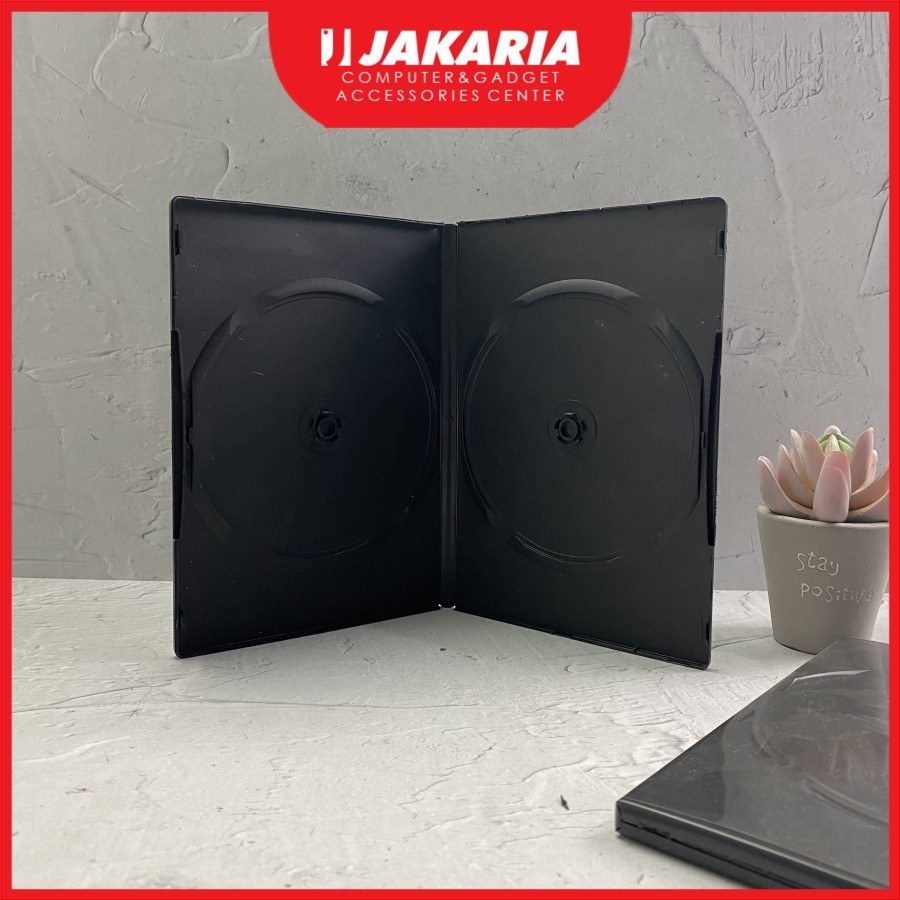 Casing DVD Double 9mm Tempat DVD Plastik Case Hitam Isi 2