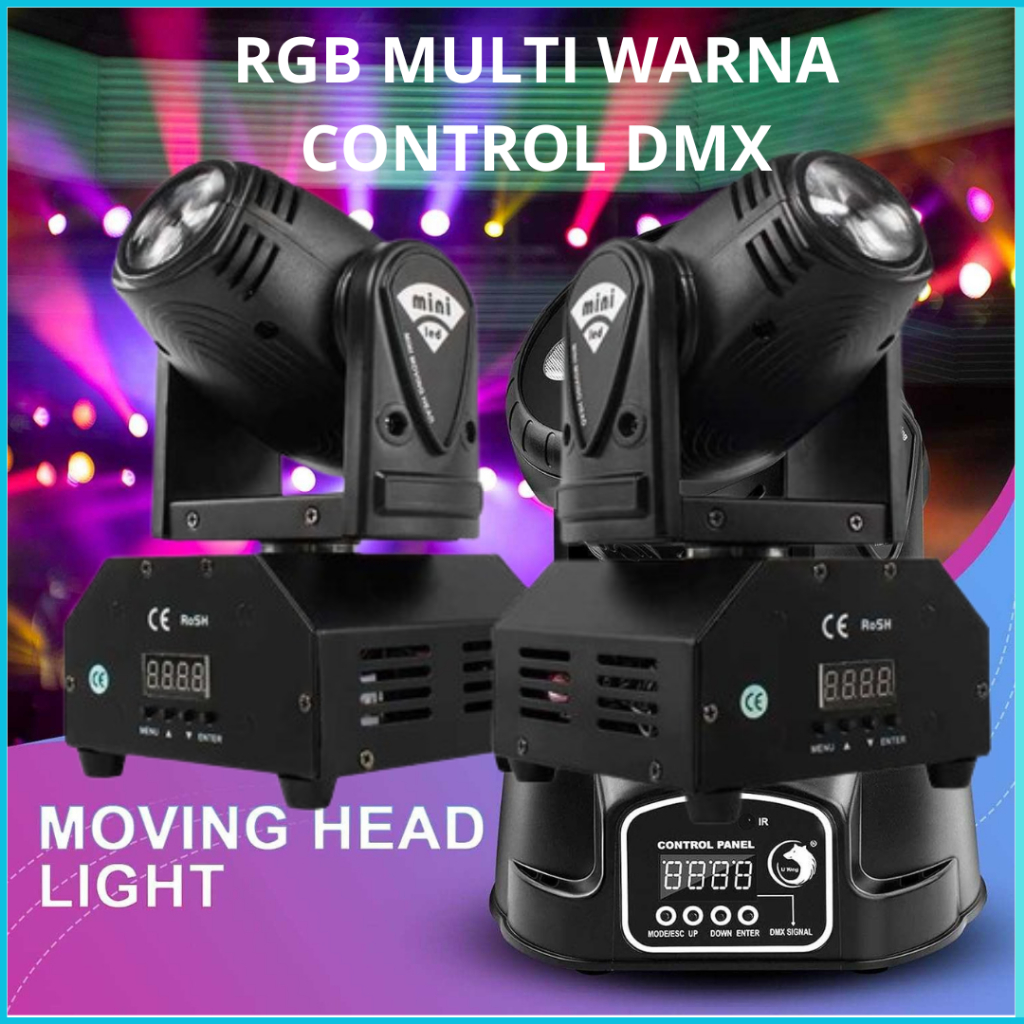 COD Cepat Led Moving Head Light Lampu Sorot Panggung Disko 10W Dekorasi DJ Stage Lighting Warna Warn