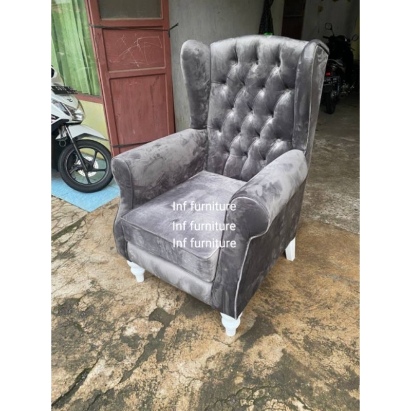 sofa single bludru wing chair sofa single minimalis bludru premium