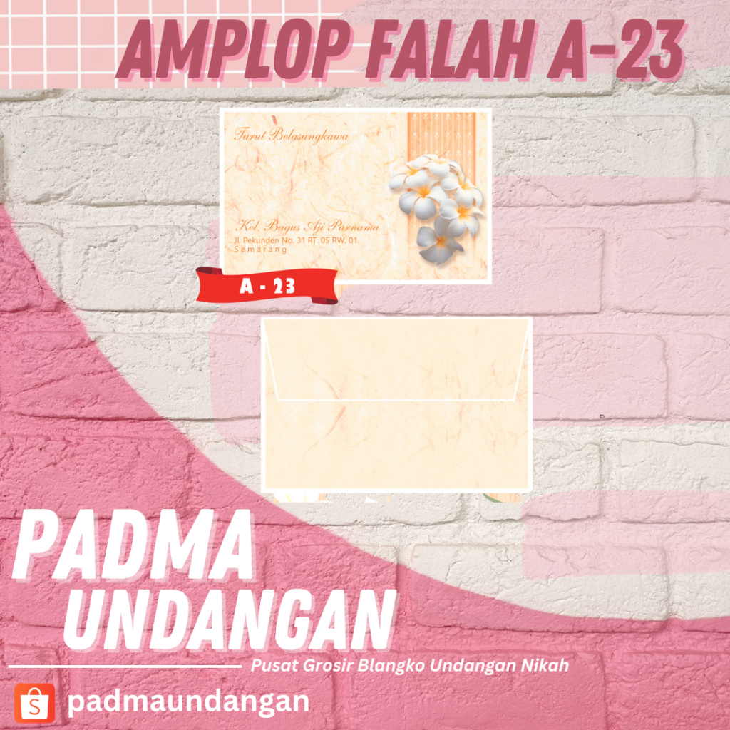 

Amplop Falah A-23 | Pusat Grosir Blangko | PadmaUndangan