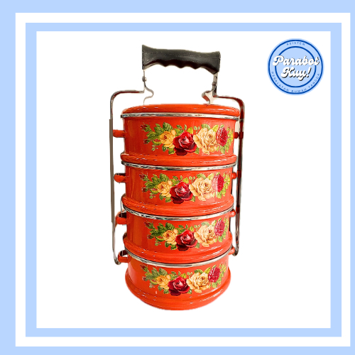 Rantang Makan 4 Susun 16 cm 16/4 Motif Bunga Stainless Steel SNI Maspion Panda / Lunch Box Set