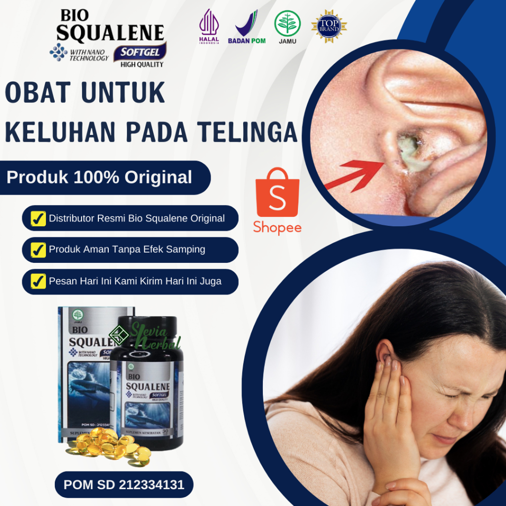 Bio Squalene - Obat Mengatasi Telinga Berdenging, Berdengung, Bernanah, Infeksi Telinga, Sakit Telin