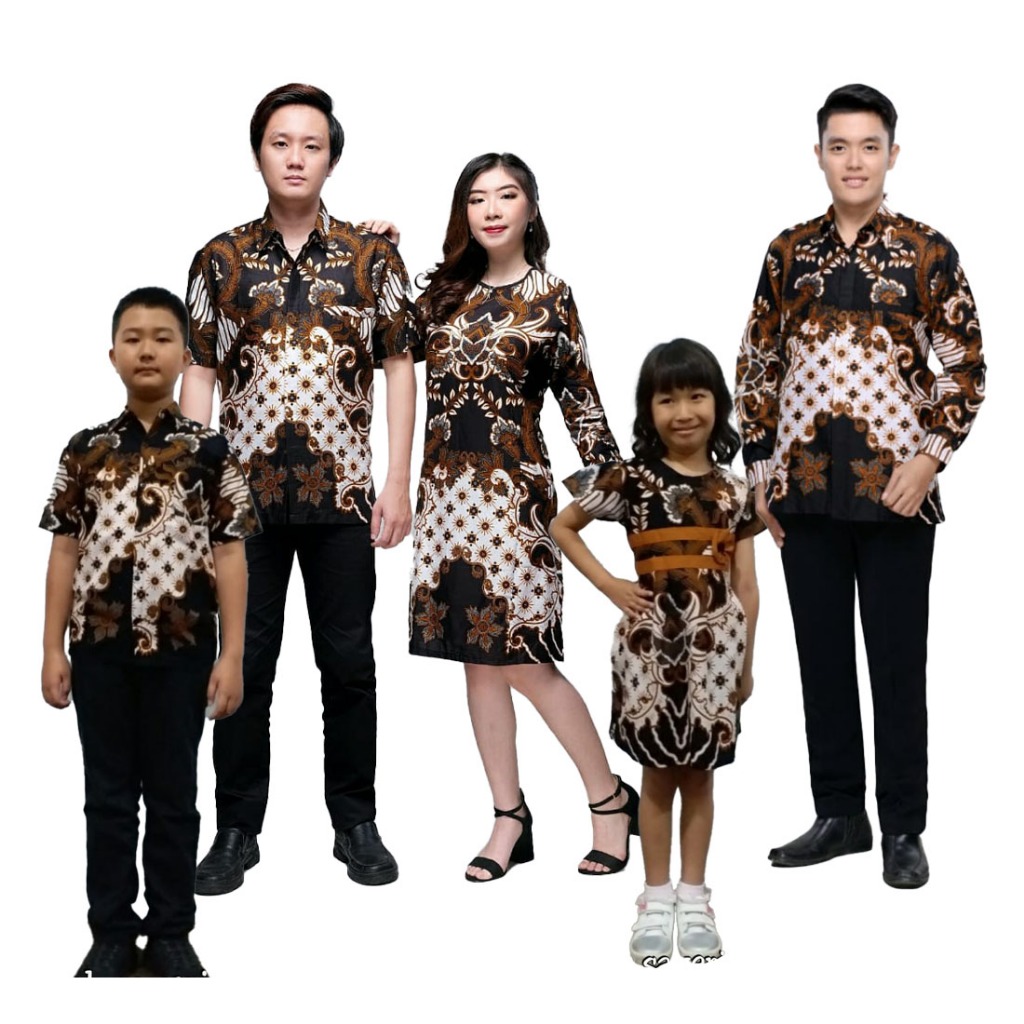 Set Couple Keluarga Batik Saveria Hitam